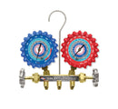 UNIWELD 2-V BRASS MANIFOLD WITH 3-1/8" NPF GAUGES, 3FT SOFT MAGIC BARRIER HOSES (R32/R454B/R448A/R410A)