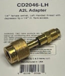 1/4'' BRASS REVERSE HOSE ADAPTER LEFT-HANDED X 1/4'' MALE FLARE FOR A2L 454B/R32 TANKS