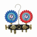 UNIWELD 4-V ALUMINUM MANIFOLD WITH 3-1/8" NPF GAUGES, 5FT EZ TURN HOSES (R32/R454B/R448A/R410A)